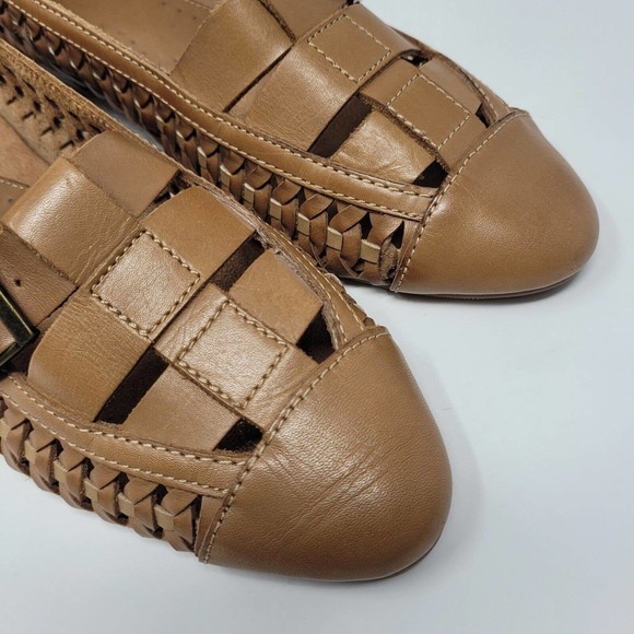 [SOLD]Bass Shoes Womens 11 Brown Leather Flats Woven Casual Hayden Fawn Loafer - Picture 8 of 10